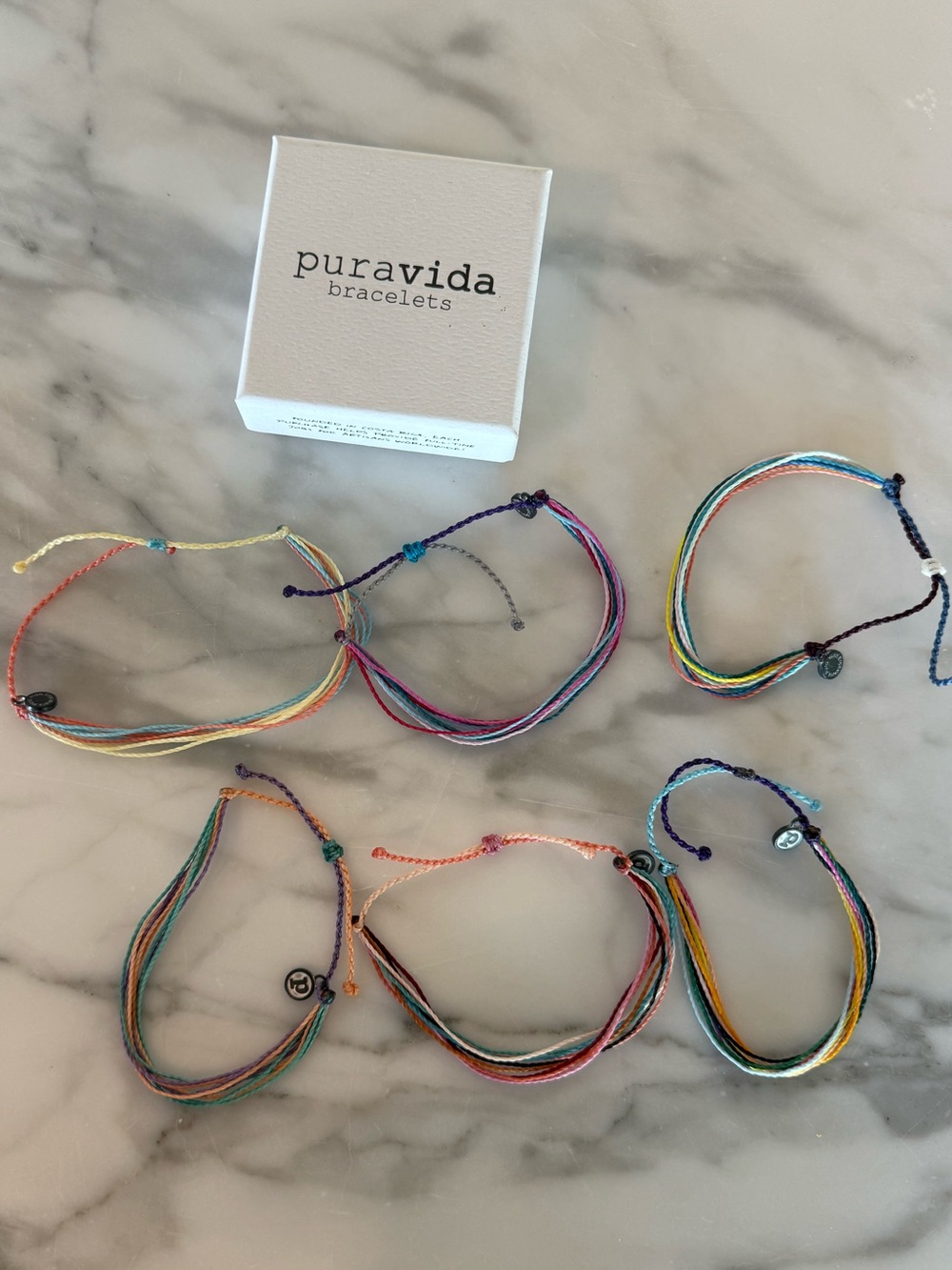 Pura Vida Rainbow Multicolor Friendship Bracelets - Pack of 6